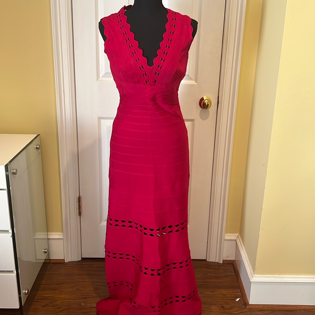 Herve Leger Red Maxi Dresss Dress Size M